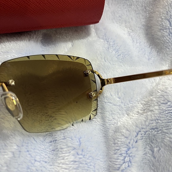 Cartier Rimless Rectangular Gradient Brown Sunglasses - Picture 7 of 9